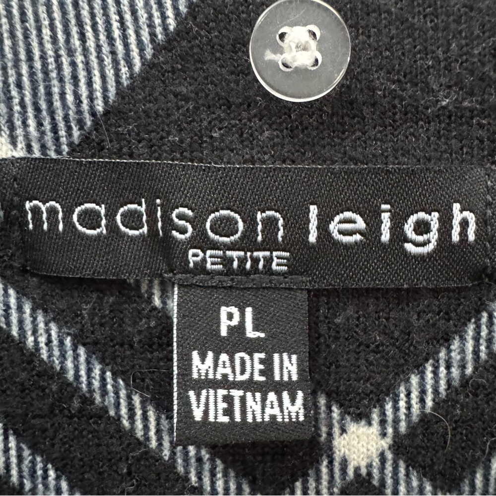 Plaid Tie Waist Shift Dress Madison Leigh Petite Womens PL Black White - Picture 7 of 10